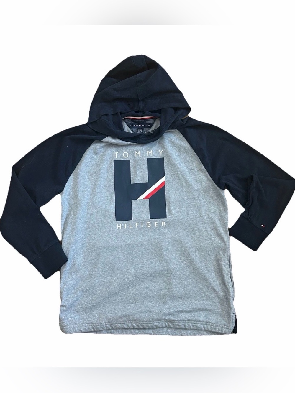 Tommy Hilfiger warm Gray and Navy Hoodie Sweatshirt for boys - size M (12/14)